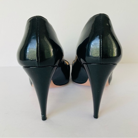Prada Peep Toe Open Toe Black Patent Leather Pumps Heels - Picture 6 of 15